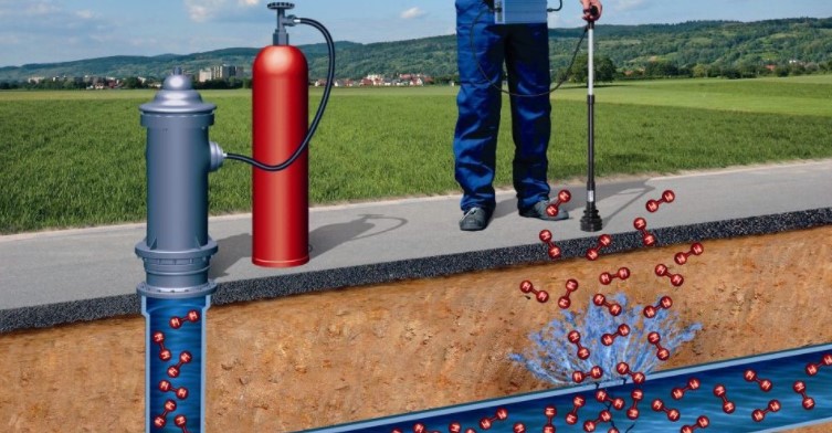 Detecção de fugas de água com gás traçador